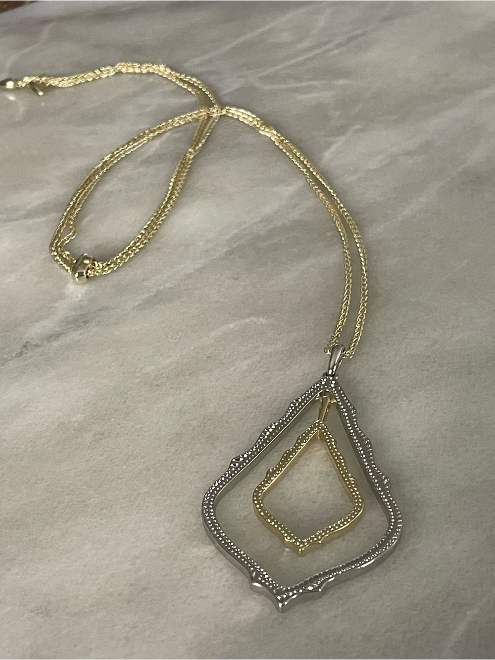 Kendra Scott Simon Two-Tone Filigree Pendant Necklace - Picture 5 of 6